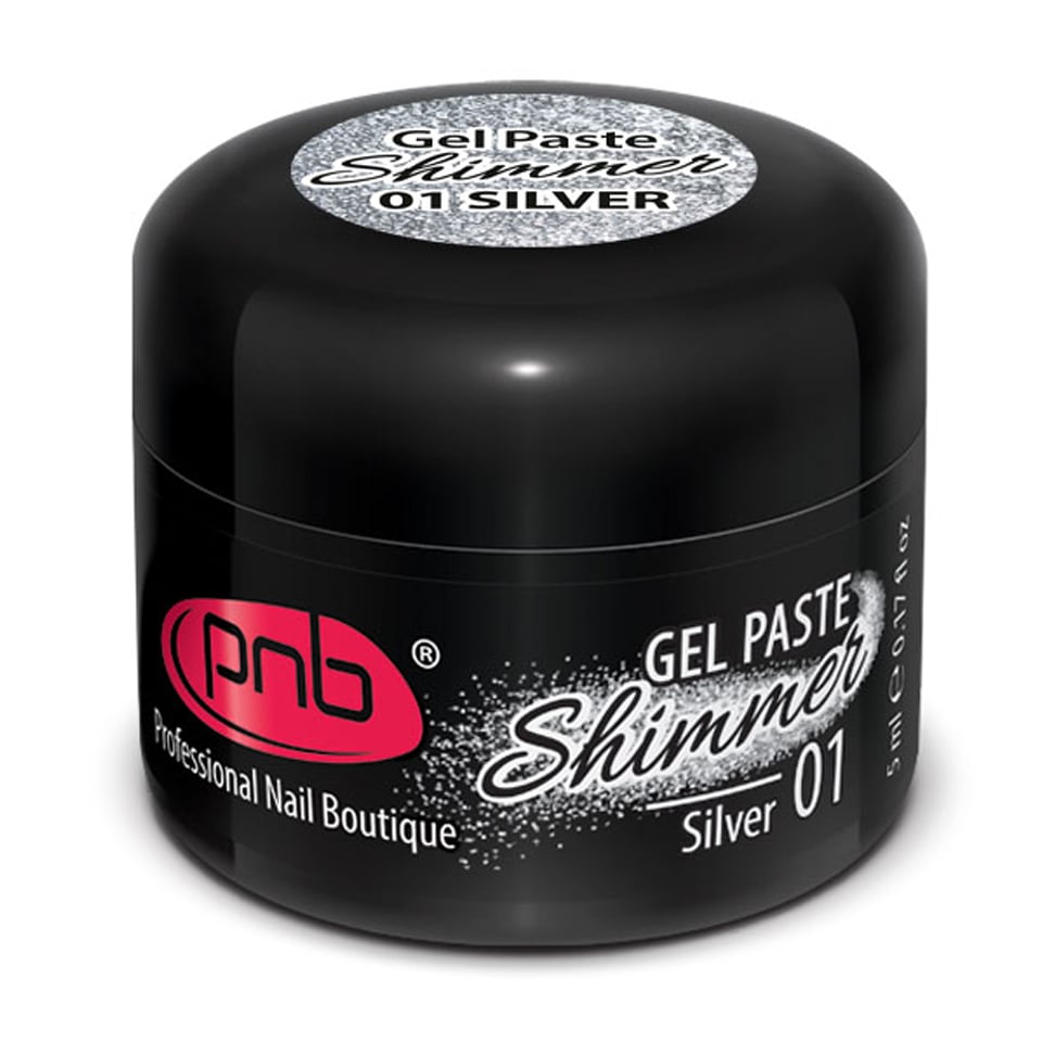 Гель-паста для дизайну нігтів PNB UV/LED Shimmer Gel Paste 01 Silver, 5 мл